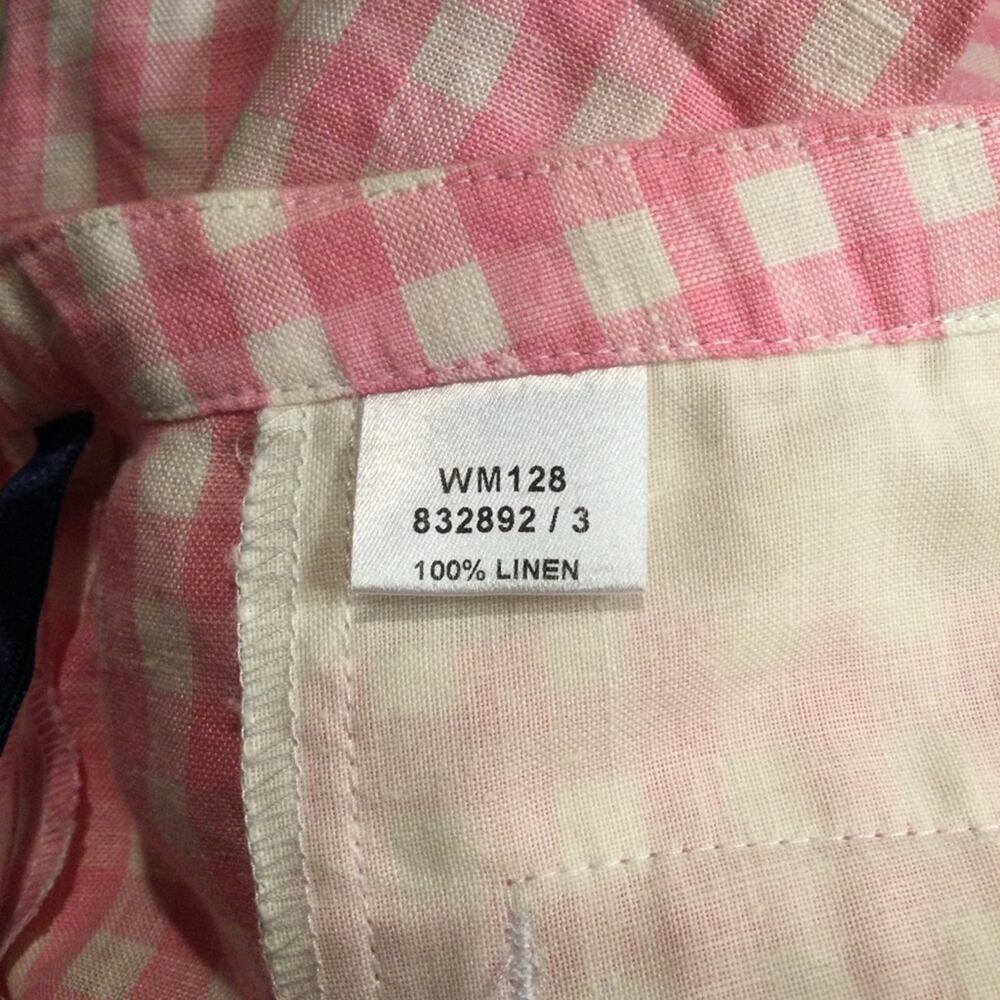Boden Pink & White Gingham Linen Cropped Pants Size 20R NWOT - Picture 2 of 6